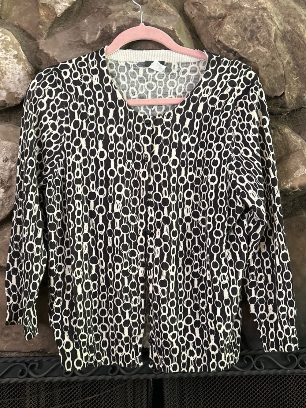 Women’s Chain-Print Cardigan - Black & White